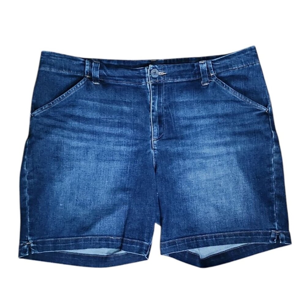 Lee Shorts Womens Size 16 Blue Jean Denim Regular Fit Mid Rise‎ Pockets Classic
